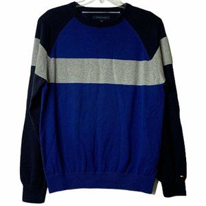 Tommy Hilfiger Sweater Blue Gray Black Colorblock